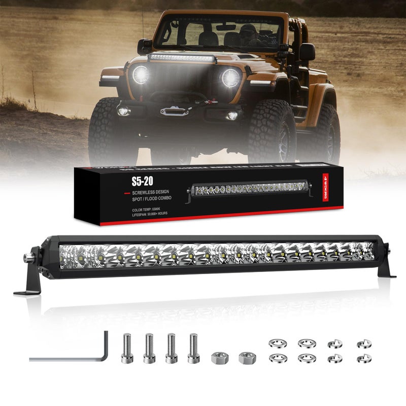4WDKING LED Light Bar 22 inch, 100W Off Road LED Spot Flood Combo Work Light High Bright Truck Driving Fog Lamp IP69K Waterproof for Truck Cars ATV UTV Boat - Image 1